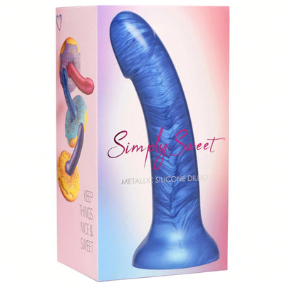 Simply Sweet Metallic Silicone Dildo 7in ของเล่นทางเพศสำหรับผู้หญิง ดิลโด้ซิลิโคน สีใส