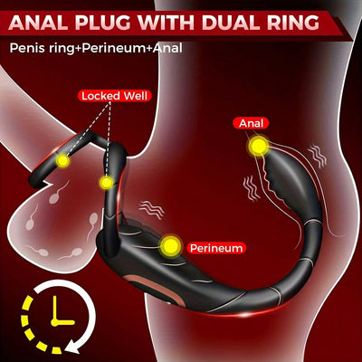 Rechargeable 3-In-1 Male Masturbator Penis Vibrator With 10 Vibrating Modes, Silicone Cock นวดต่อมลูกหมาก รีโมทคอนโทรลไร้สายควRing, Prostate Massager & Perineum Stimulator, Waterproof Adult Sex Toy For Men, Couples Play Pleasure Tool, Valentine's Day Gift
