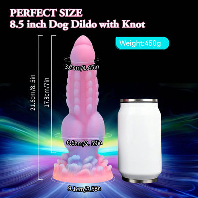 Realistic Dog Dildo, 8.5inch Thick Monster Dildos With Knot Huge Pink Strap On Dildo Anal Dildo With Suction Cup For Women Men Couple Play