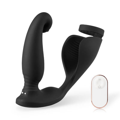 Versatile Vibrating Remote Control Cock Ring Butt Plug Prostate Massager ปลั๊กก้นสำหรับนวดต่อมลูกหมากพร้อมรีโมทคอนโทรลแบบสั่นอเนกประสงค์
