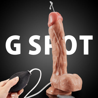 Squirting G-spot Ejaculating Dildo with Strong Suction Cup 9.40 Inch Realistic Squirting Dildo Ejaculating Dildo with Enema Bulb,Big Anal Dildo Strap on Huge Dildo Suction Cup Dildo