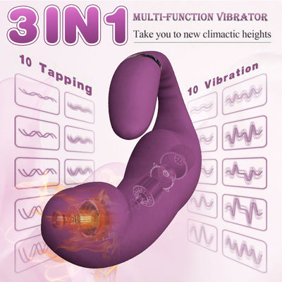 3 IN 1 Elegant G-Spot Heating Vibrator Clit Rubbing Massager Female sex toys silicone vibrator masturbator เครื่องสั่นนวดจุดจีที่สวยงาม 3-IN-1 พร้อมระบบนวดแบบถูคลิตอริส ของเล่นทางเพศสำหรับผู้หญิง เครื่องสั่นซิลิโคนช่วยสำเร็จความใคร่