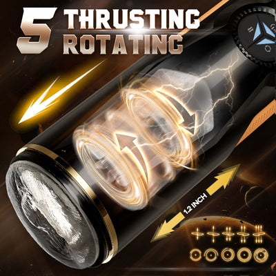 Dylan Vulva Mouth 5 Thrusting Rotating 2 in 1 Automatic Masturbator เครื่องสั่นหัวคู่สำหรับผู้ใหญ่ผู้ใหญ่เซ็กซ์ทอยสำหรับผู้ชายวัยช่วยตัวเอง18 + พร้อมอุปกรณ์ช่วยตัวเอง