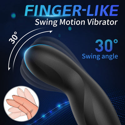Finger-like Wiggle 9 Swing Vibrating Prostate Massager with Double Cock Ring เครื่องนวดต่อมลูกหมากแบบสั่น 9 จังหวะคล้ายนิ้วพร้อมแหวนรัดอวัยวะเพศชายคู่