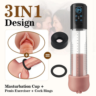 3-in-1 Design 3 Vacuum Suction Automatic Suction Penis Pump เครื่องปั๊มดูดสูญญากาศอัตโนมัติ 3-in-1