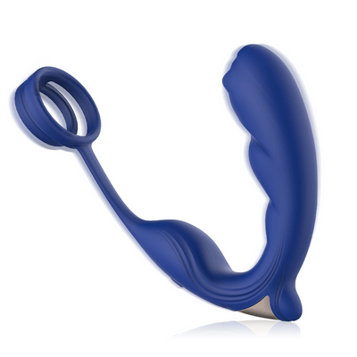 Blue Wing Head Spinning Bead Vibrating Prostate Massager ของเล่นทางเพศ ปลั๊กไฟฟ้า
