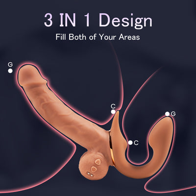Jessell 9 Vibrating Telescopic Clitoral Strap On Adjustable Lifelike Dildo Rabbit Ear Double Ended Female sex toys silicone dildo electric masturbator
