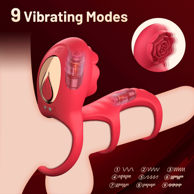 Triple-Cockring 7 Vibrating Penis Thickening Delaying Ejaculation Rose Sucking Tongue Licking Vibrator for Women Clitoris Stimulator Oral Nipple Vacuum Clit Sucker Female Sex Toys for Adults