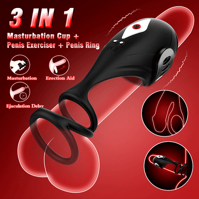 3-in-1 Glans Trainer Masturbator with Penis Ring อุปกรณ์ช่วยสำเร็จความใคร่ 3-in-1 พร้อมแหวนรัดองคชาต
