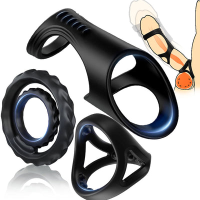 Paul Stronger Erection Male Silicone Penis Ring 3-Piece Set Multiple Combinations