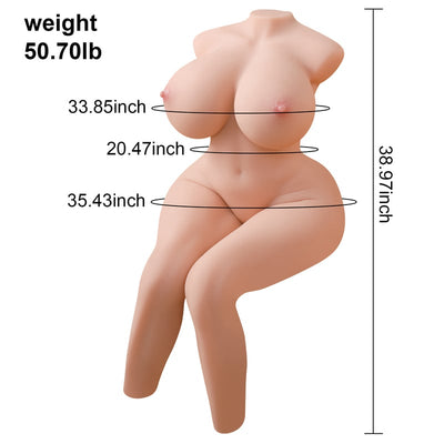ตุ๊กตาเซ็กส์เนื้อยางขนาดใหญ่ Kadi 50.7 ปอนด์ วัสดุ TPR มีความยืดหยุ่นสูงและสัมผัสสมจริง Kadi 50.7 Lb Large Torso Realistic Sex Doll Tpr Material Has High Elasticity And Real Touch