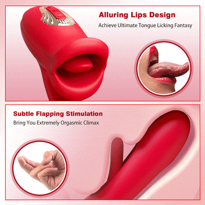 Mouth-Shaped Biting G Spot Soother with Vibration & Flapping Female Electric Massager Silicone Vibrator เครื่องนวดไฟฟ้าสำหรับผู้หญิงพร้อมระบบสั่นและการสั่นสะเทือนแบบสั่นซิลิโคนพร้อมรูปปาก