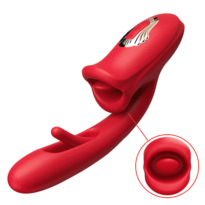 Mouth-Shaped Biting G Spot Soother with Vibration & Flapping Female Electric Massager Silicone Vibrator เครื่องนวดไฟฟ้าสำหรับผู้หญิงพร้อมระบบสั่นและการสั่นสะเทือนแบบสั่นซิลิโคนพร้อมรูปปาก