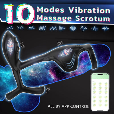 Couple Use APP Control 10 Vibrating Male Silicone Penis Ring