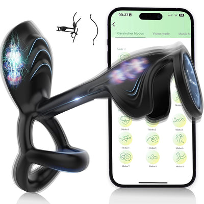 Couple Use APP Control 10 Vibrating Male Silicone Penis Ring