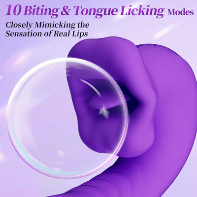 Upgraded Mouth-Shaped 3 In 1 Flapping & Biting & Toungue Licking G-spot Vibrator