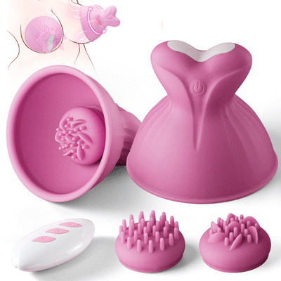 Female sex toys vibrator nipple sucker 7 Vibrating & Rotation Nipple Toys with Replaceable Message Head ของเล่นทางเพศสำหรับผู้หญิง เครื่องสั่นดูดหัวนม ของเล่นหัวนมสั่นและหมุนได้ 7 ชิ้น พร้อมหัวเปลี่ยนข้อความได้