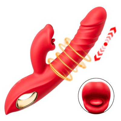 Chloe - 4 In 1 Thrusting & Licking Biting G-spot Vibrator Tongue Clitoral Stimulator Thrusting Vibrator Sex Toys - G Spot Vibrator Women Sex Toys With 7 Thrusting & Vibrating & Licking Modes Tongue Toy For Women For Clitoral Stimulation Thrusting Dildo Ad