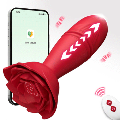 Rose Sex Toy Anal Plug APP Thrusting Vibrators, Remote Control Anal Sex Toy FOR HIM Rose Sex Toy Anal Plug APP เครื่องสั่นกระตุ้นทางทวารหนัก ควบคุมระยะไกล ของเล่นทางเพศทางทวารหนักสำหรับเขา