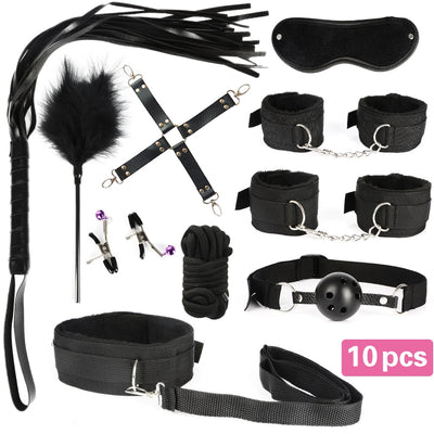 13pcs/set SM Bondage Restraint G Spot Vibrators Adult Game Props  Women Sex Toy Noylon Handcuffs Clit Stimulator Adult Sex Shop