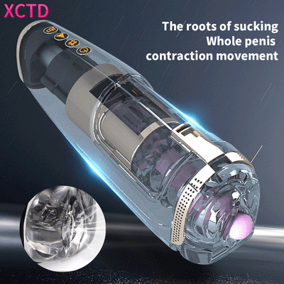 Automatic Telescopic Heating Masturbation Cup Male Masturbator Voice Oral Vaginal Design Real Pussy Suck Erotic Sex Toys for Men