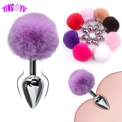 Bunny Tail Fur Butt Anal Plug Toy Stainless Steel Smooth Touch Metal Butt Plug Sex Toys for Woman Men Gay Adult Sex Products