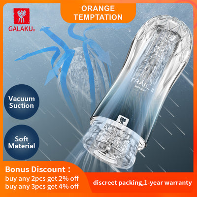 GALAKU Male Masturbator Soft Pussy Sex Toys Transparent Vagina Adult Endurance Exercise Erotic Product Vacuum Pocket Cup for Men