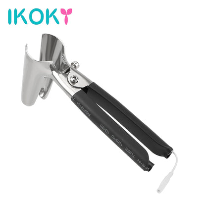 IKOKY Electric Shock Anal Expander Anal Speculum Vaginal Dilator Medical Themed Toys Sex Toys for Women Stainless Steel