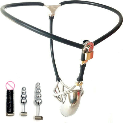 Male Chastity Belt Device&amp;Stopper Hollow Cage Bondage Invisible Underpant Device Lockable Penis Restraint Device Sex for Men Gay