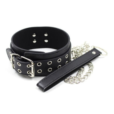 Male Female Black PU Leather Neck Collar Handcuffs Ankle Cuffs Wrist Chain Slave Bondage BDSM Fetish Restraints Kit Sex Toys