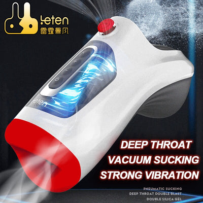 New Leten Automatic Pneumatic Vacuum Deep Throat Sucking Male Masturbator Cup Real Oral Blowjob Vibrator Sex Machine for Men Gay