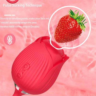 Rose Sucking Vibrator Licking Tongue Vagina Vibrating Nipple Clitoral Stimulation Adult Female Masturbation Sex Toys for Women