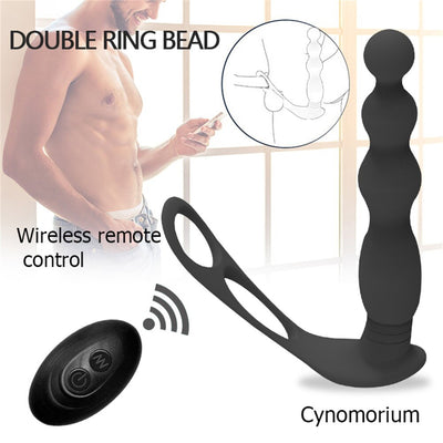 Silicone Anal Butt Plug  Pull Beads with Cock Ring Prostate Massager Anal Balls Vibration Heating  Erotic Anal Sex Toy for Adult