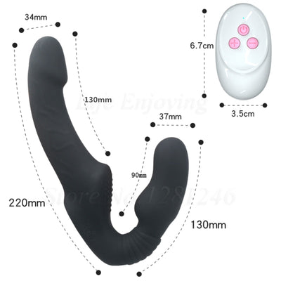 Strapless Strap-on Dildo Vibrator for Couples Strapon for Lesiban Wireless Remote Control Double-Heads Vibrator Adult Sex Toys
